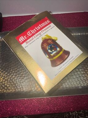 Vintage Mr. Christmas Musical Bell Ornament - Brown & Gold